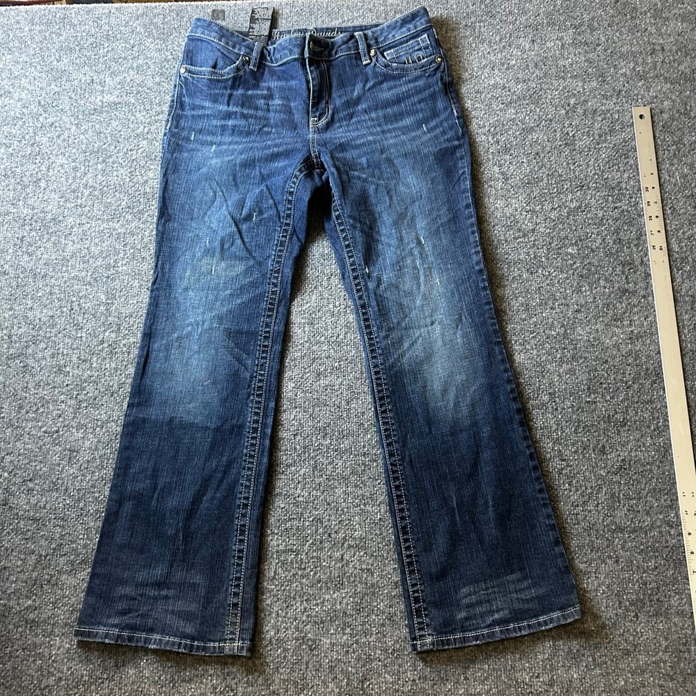Harley-Davidson Jeans Womens Size 30 Blue Bootcut Embroidered Wing Biker Stretch
